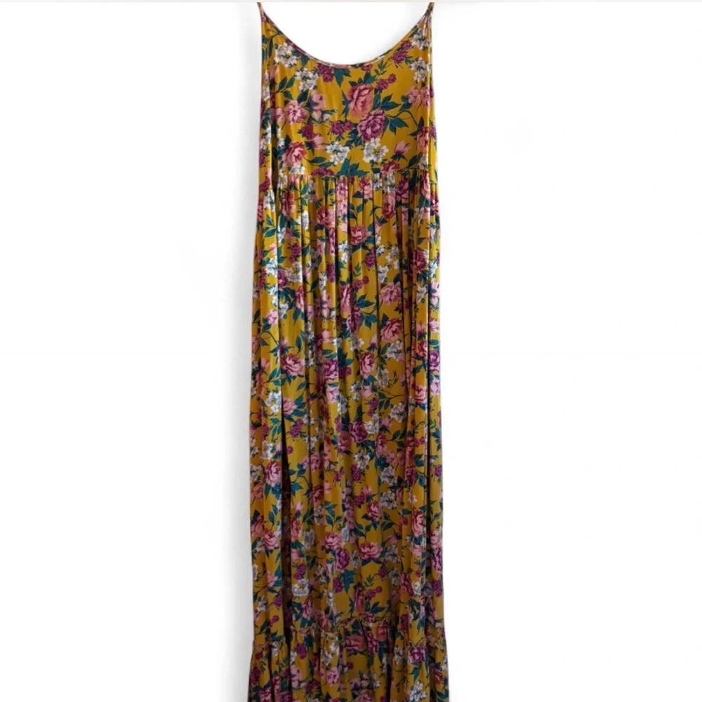 Garden Floral Print Maxi Dress Romantic Boho Sundress Size M